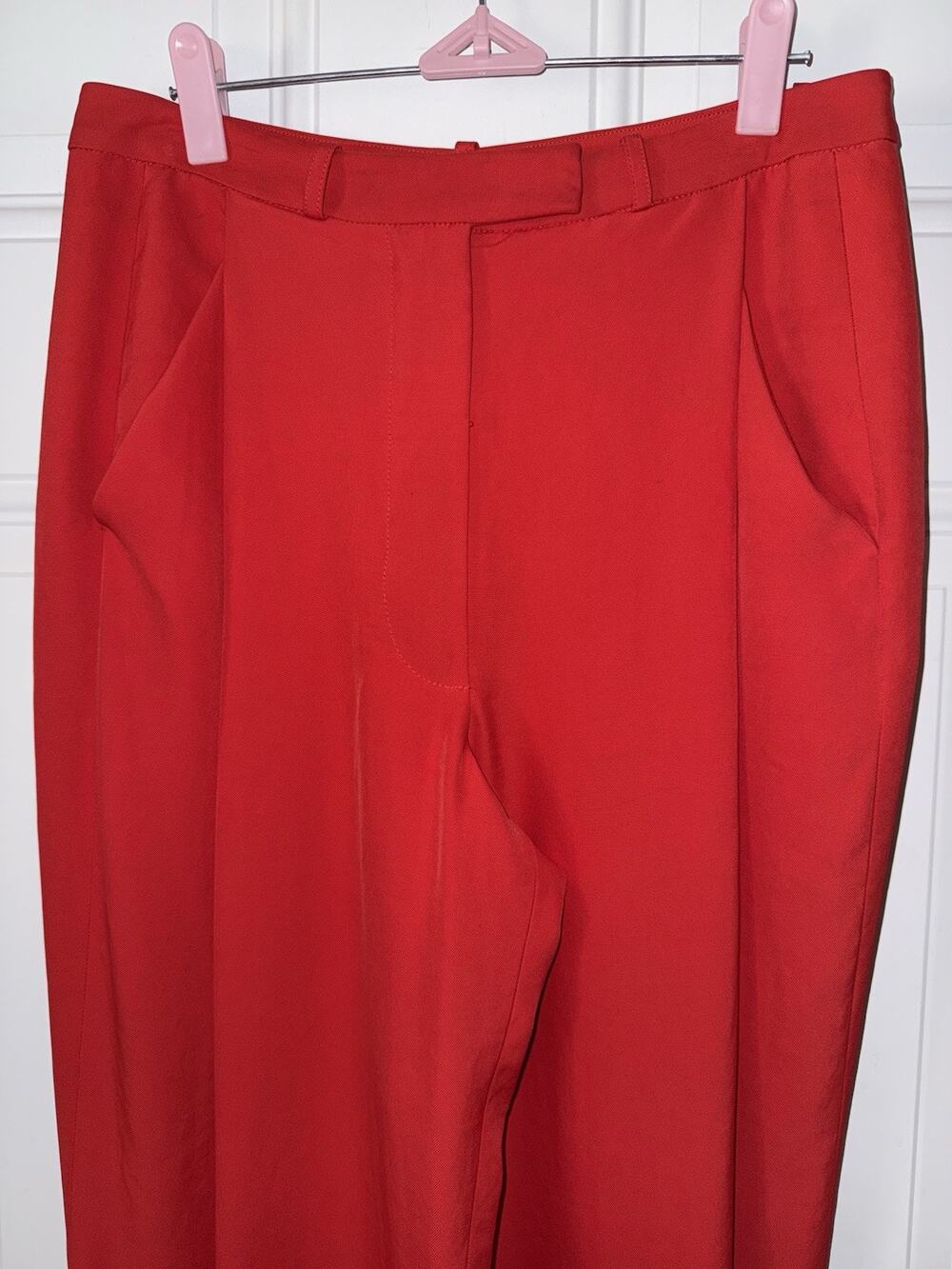 DVF Diane Von Furstenburg 4 Gorgeous High Rise Wide Leg Flowy Knit Red Pants